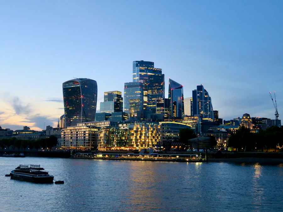 London skyline at dusk