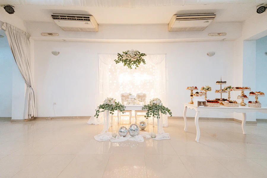 Elegant custom-built display table set up for an event