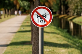 No drones allowed sign in a park