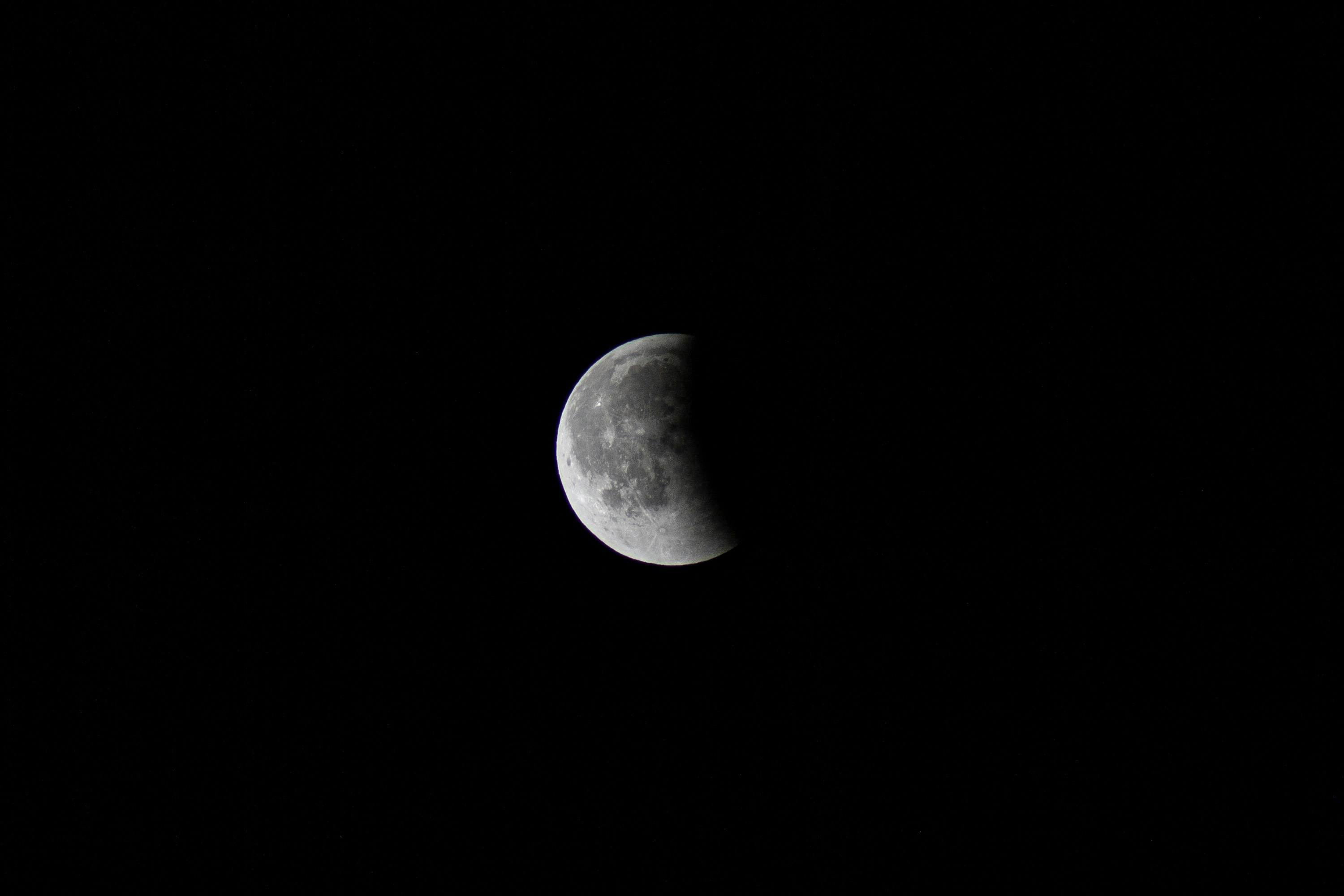A partial lunar eclipse against a black sky