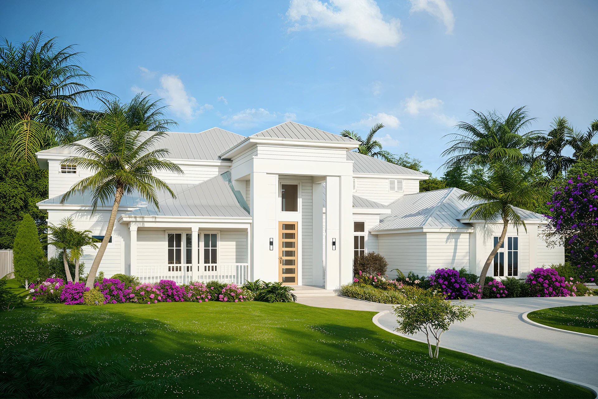 The townhouse from the landscaped front garden