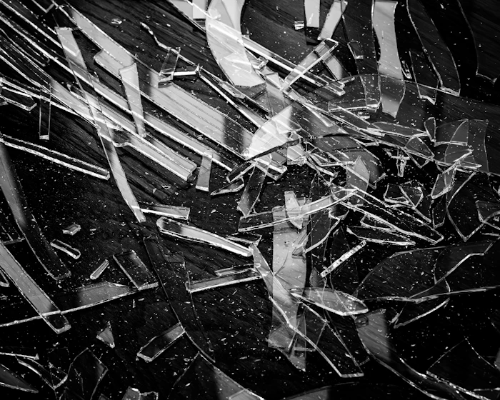 Broken glass fragments as a mood detail