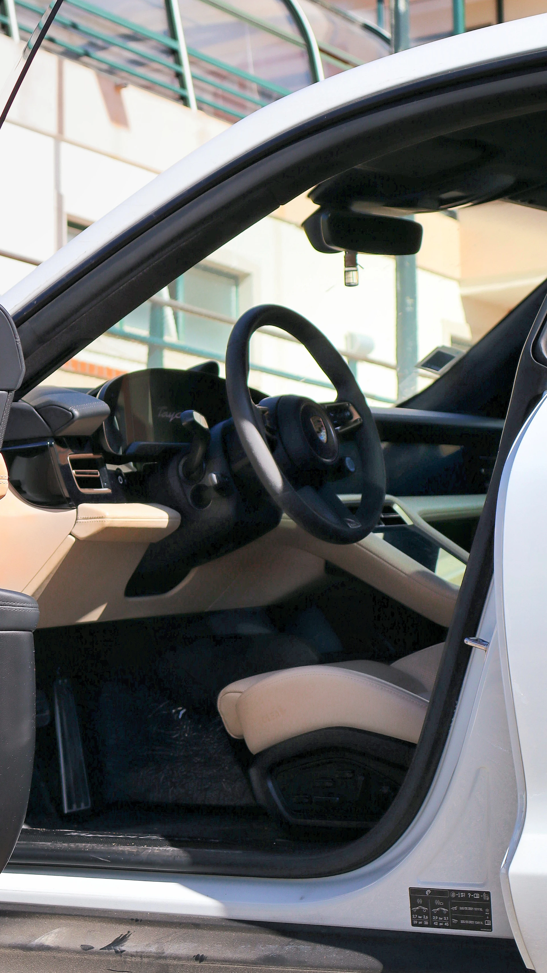 Interior view of a modern car's driver seat.