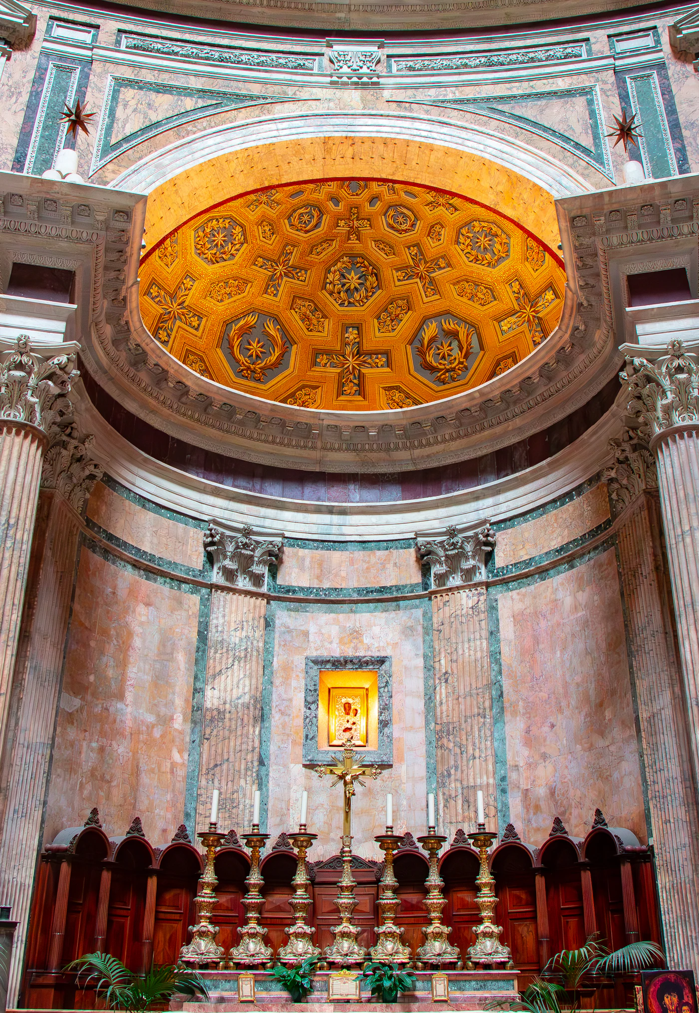 Interior of the Pantheon with its great coffered dome, Rome