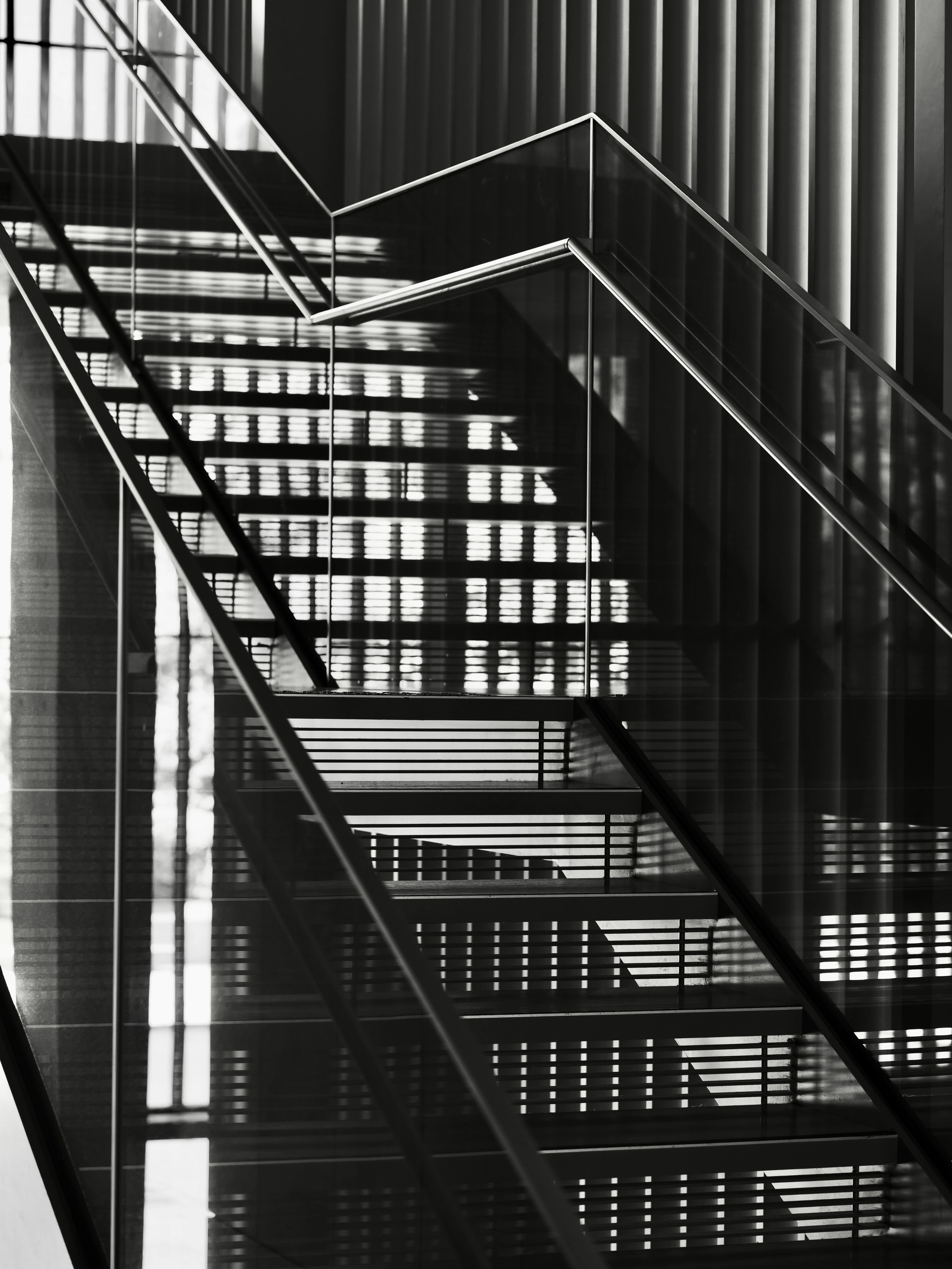 Modern staircase with a railing