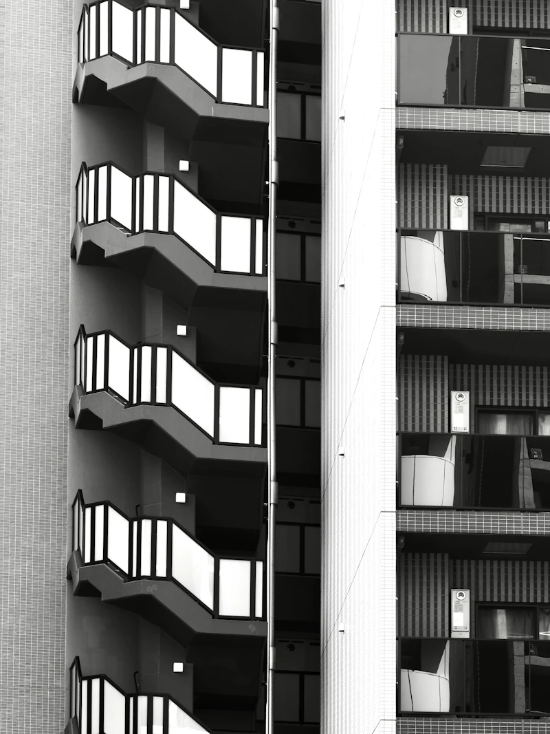 modern apartment building exterior staircase