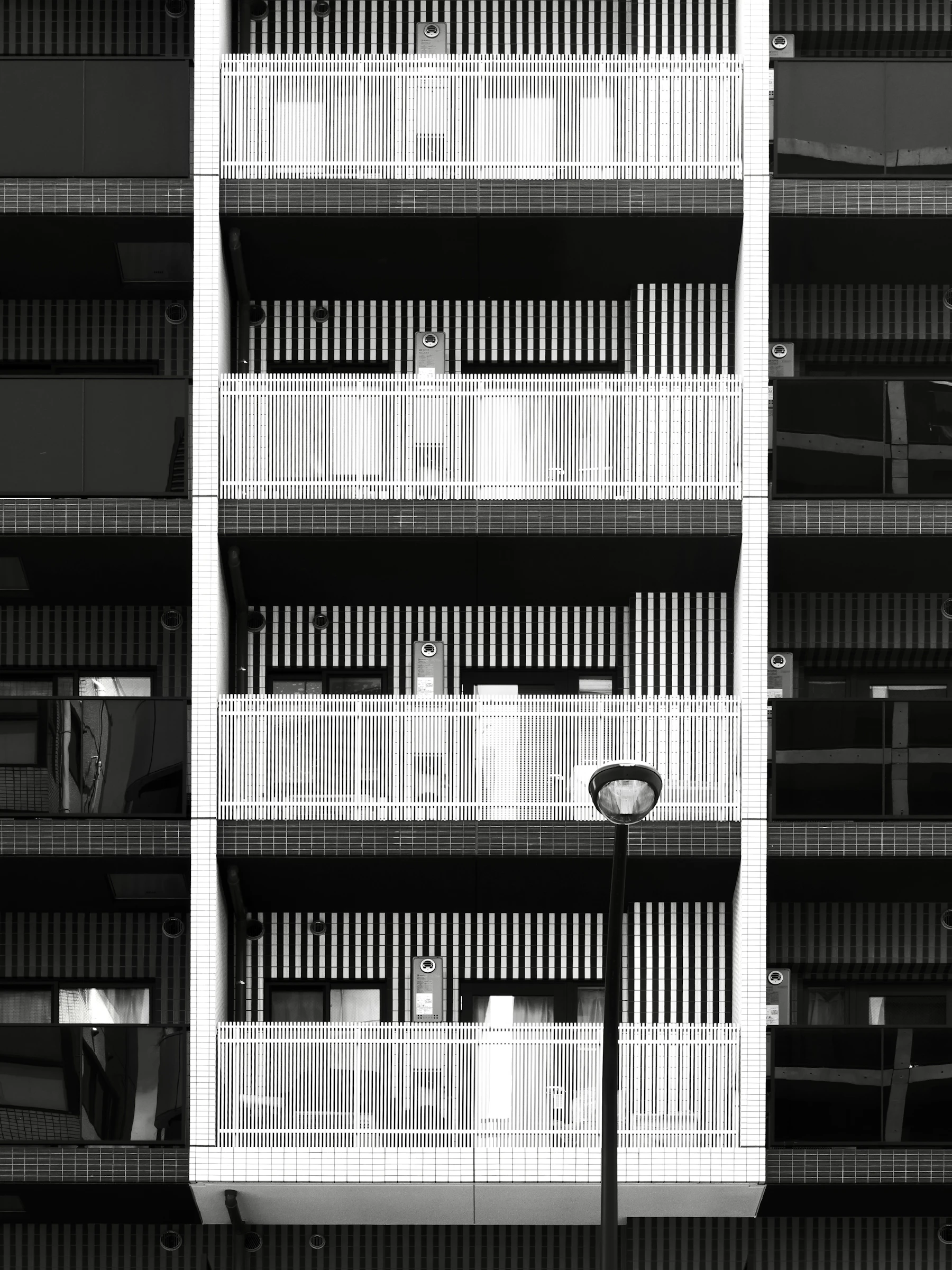 Modern apartment building facade with balconies