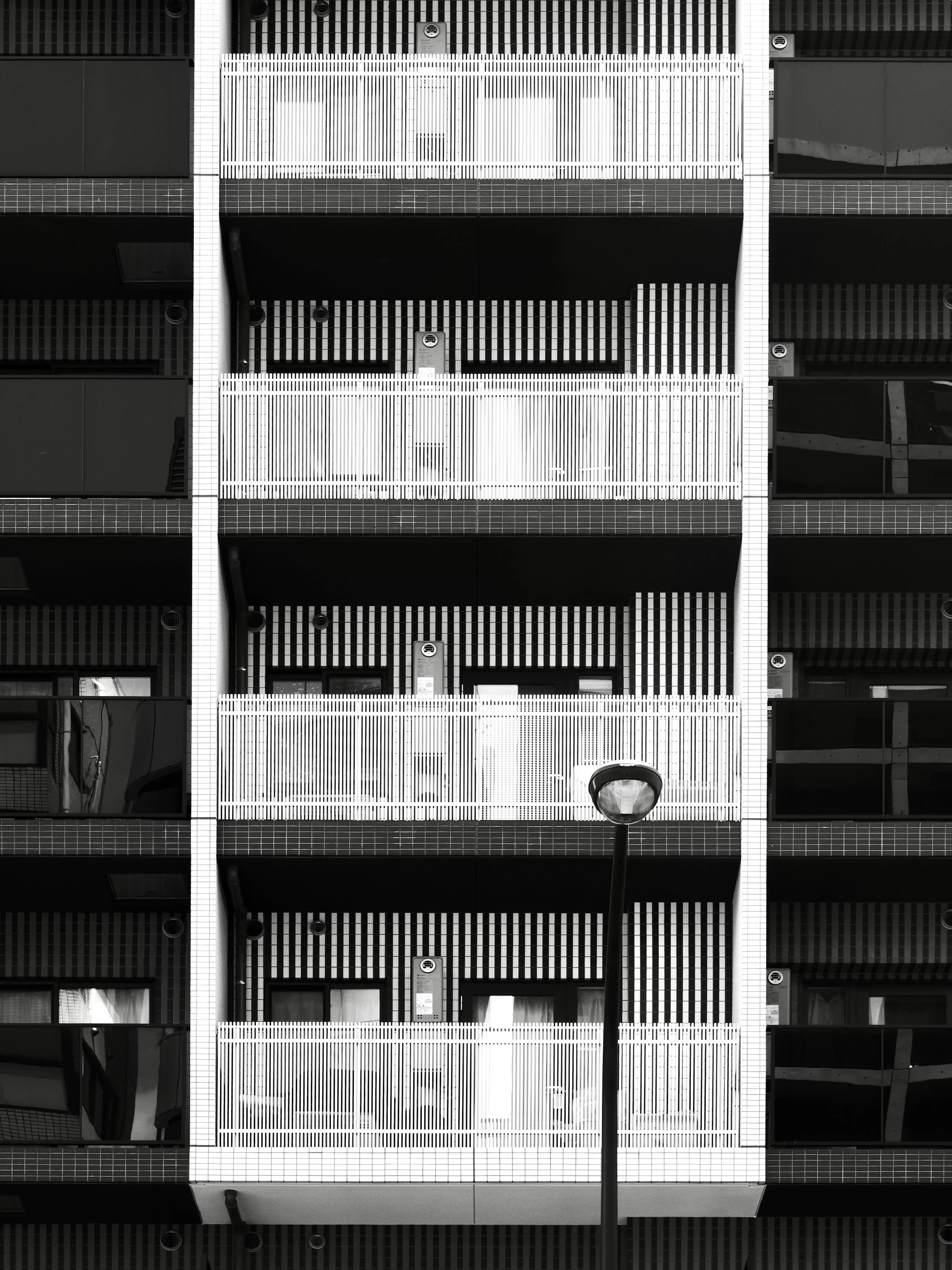 Modern apartment building facade with balconies