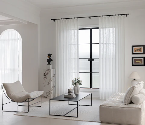 Cortinas de lino para living y comedor — después