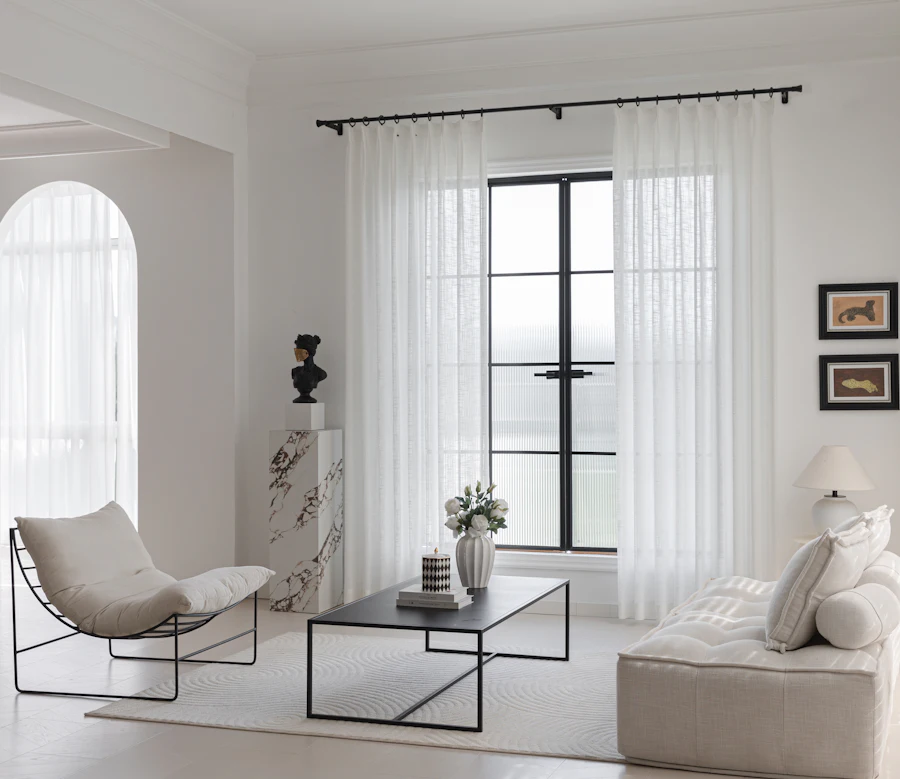 Cortinas de lino para living y comedor — después
