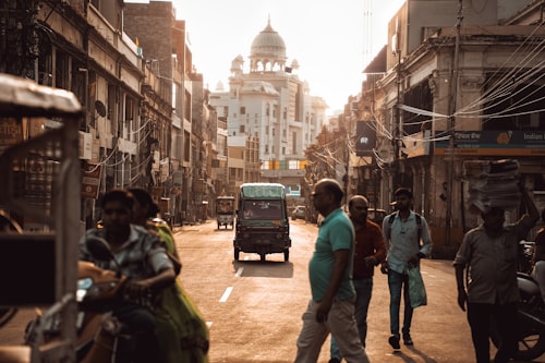 People in Indian city street