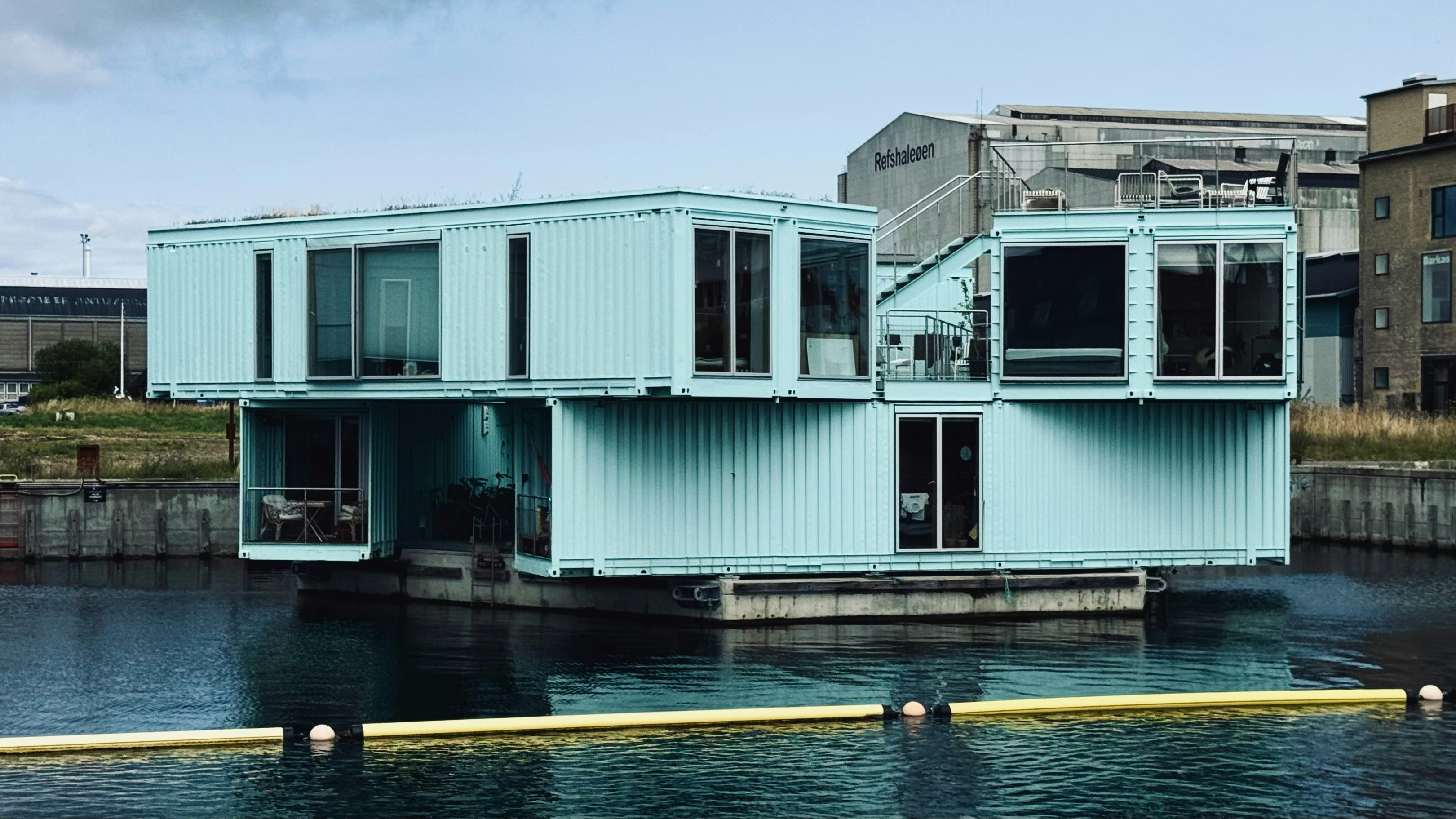 Modern floating house made of shipping containers. photo – Free Image ...