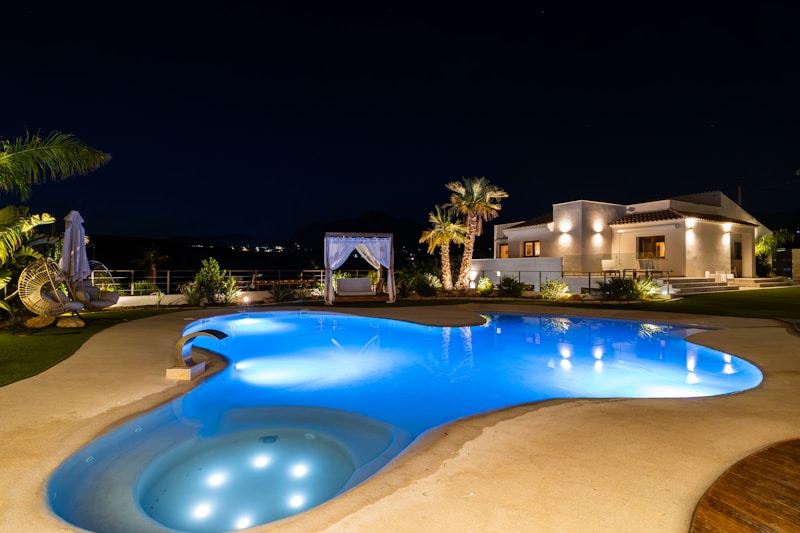 Villa with glowing pool