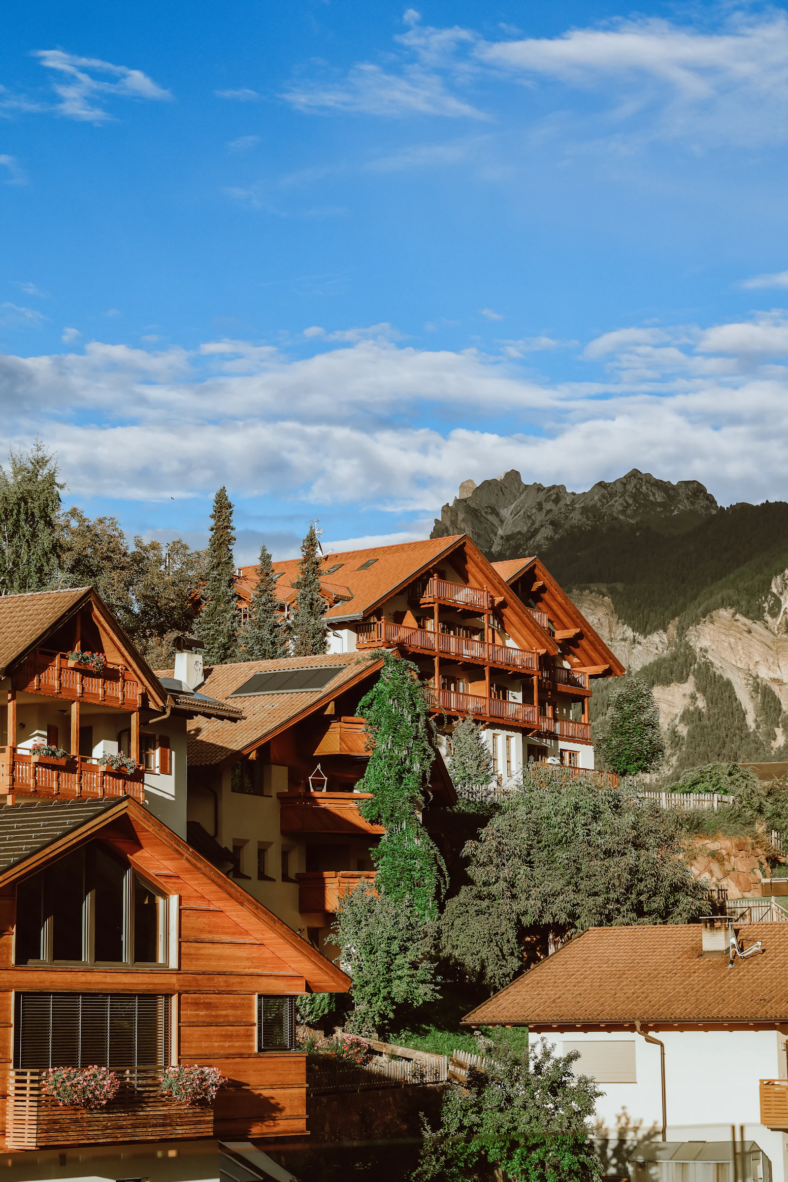Chalets en bois dans un paysage de montagne (photo d'illustration)