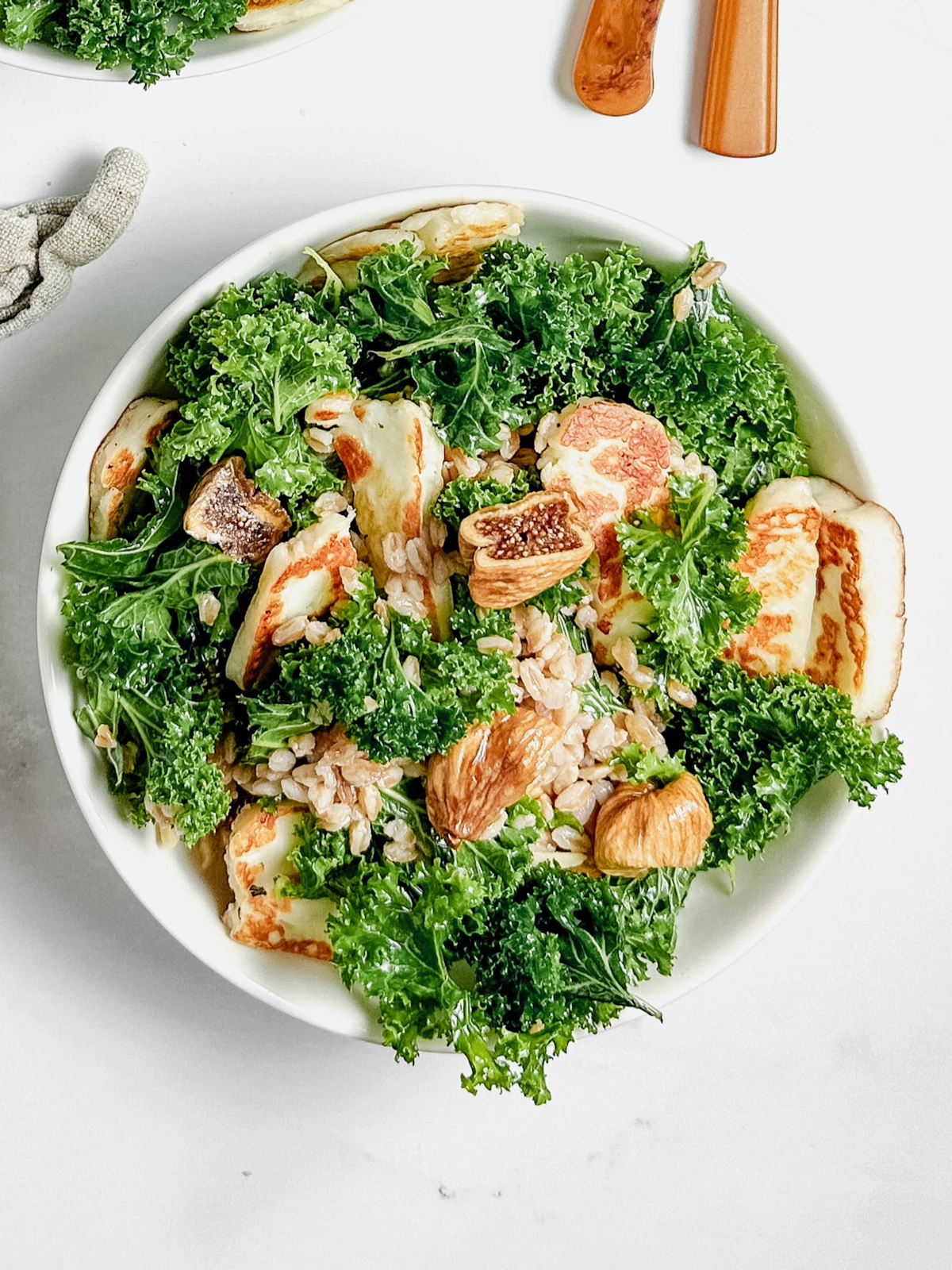 Halloumi fig kale salad
