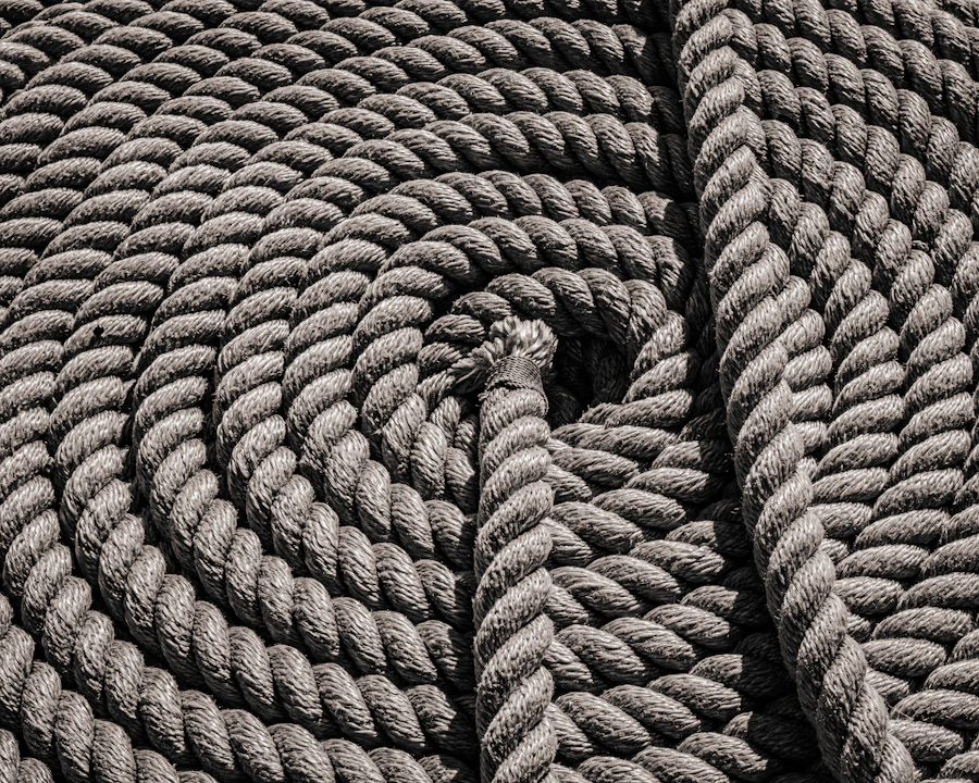 Coiled marine rope, part of deck stores inventory