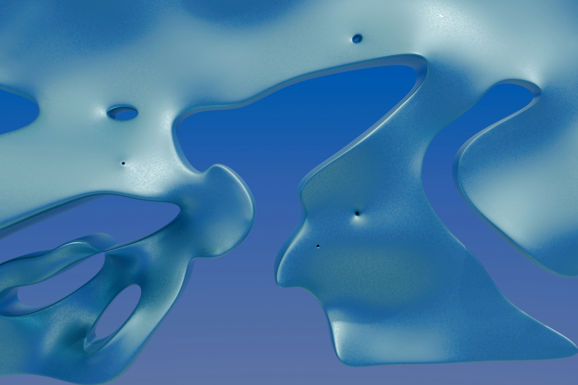 Abstract blue shapes with fluid-like texture