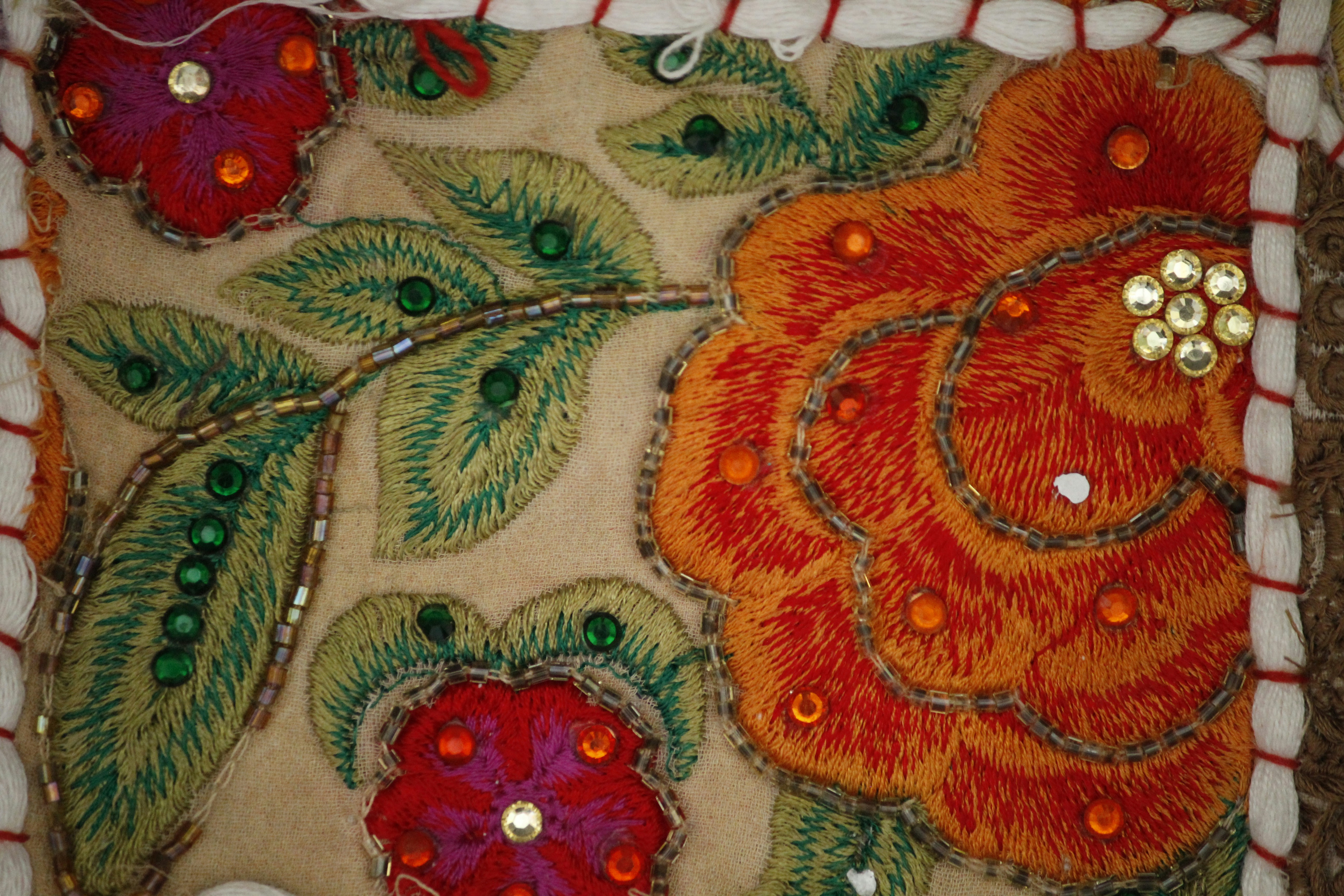 Hungarian folk embroidery with traditional floral patterns