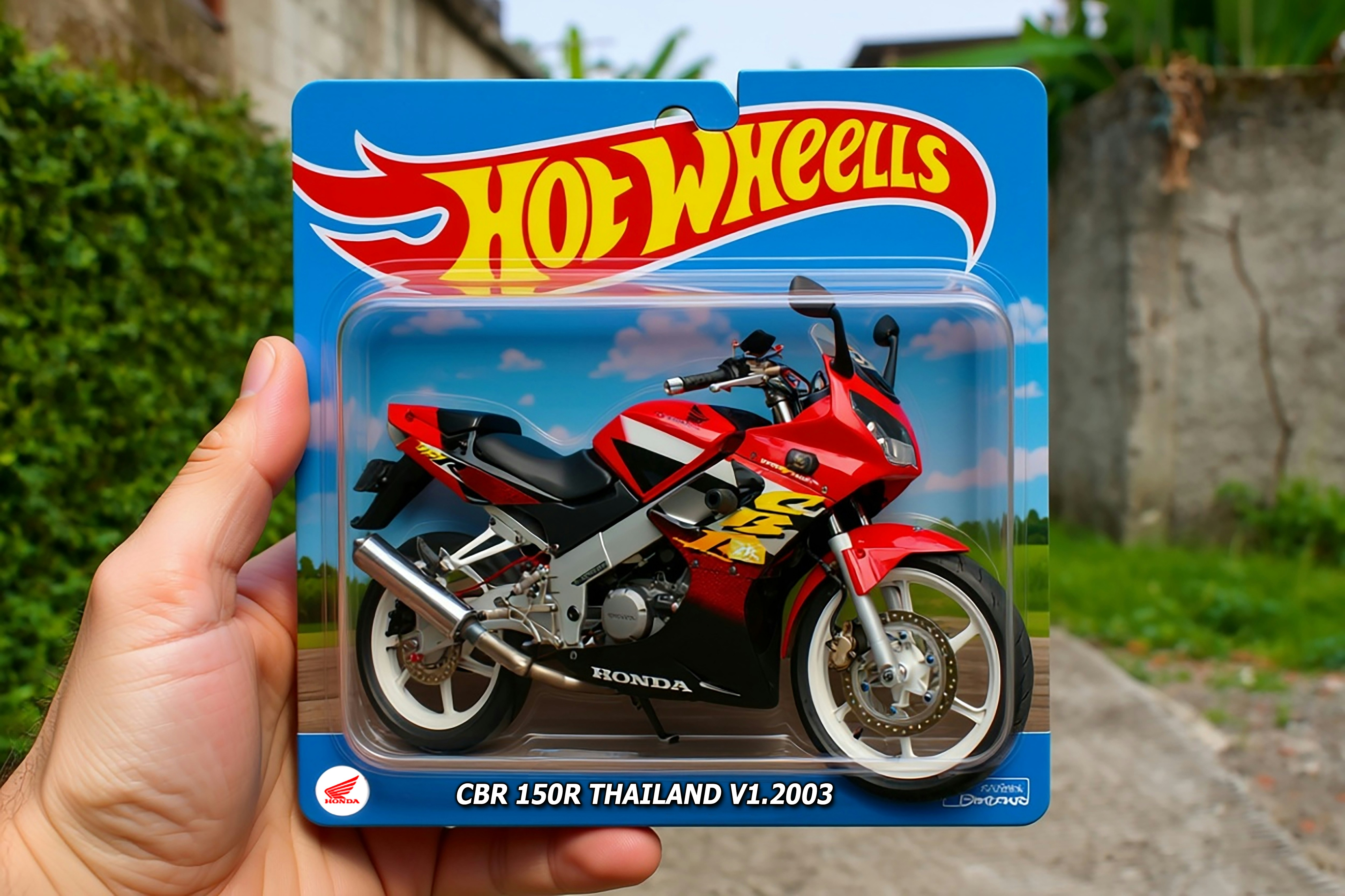 Hot wheels red motorcycle in packaging