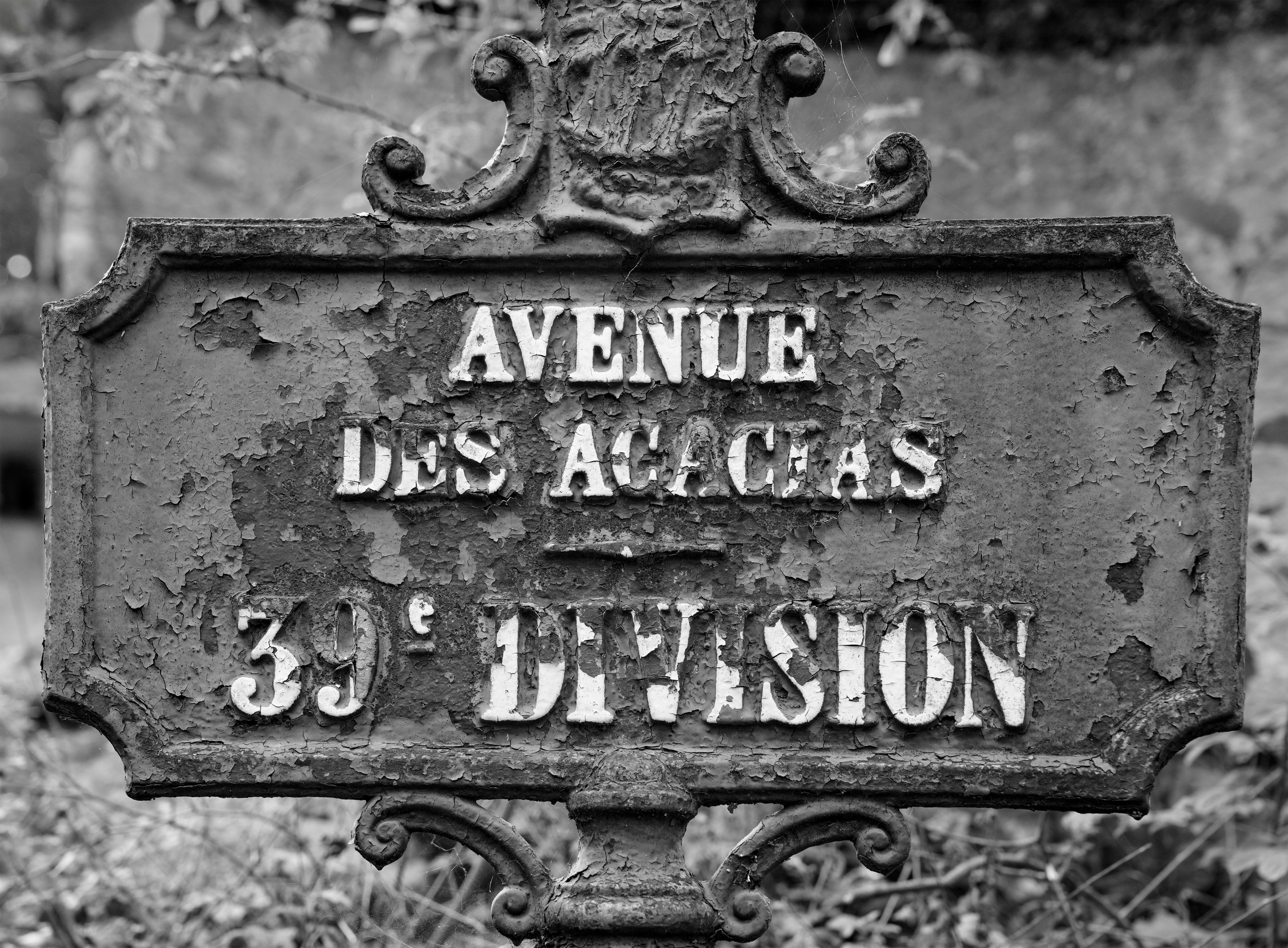 Avenue des acacias 39e division street sign