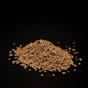 Pile of small, light brown granular material on black.