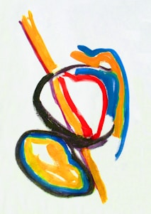 Abstract colorful painting with organic shapes