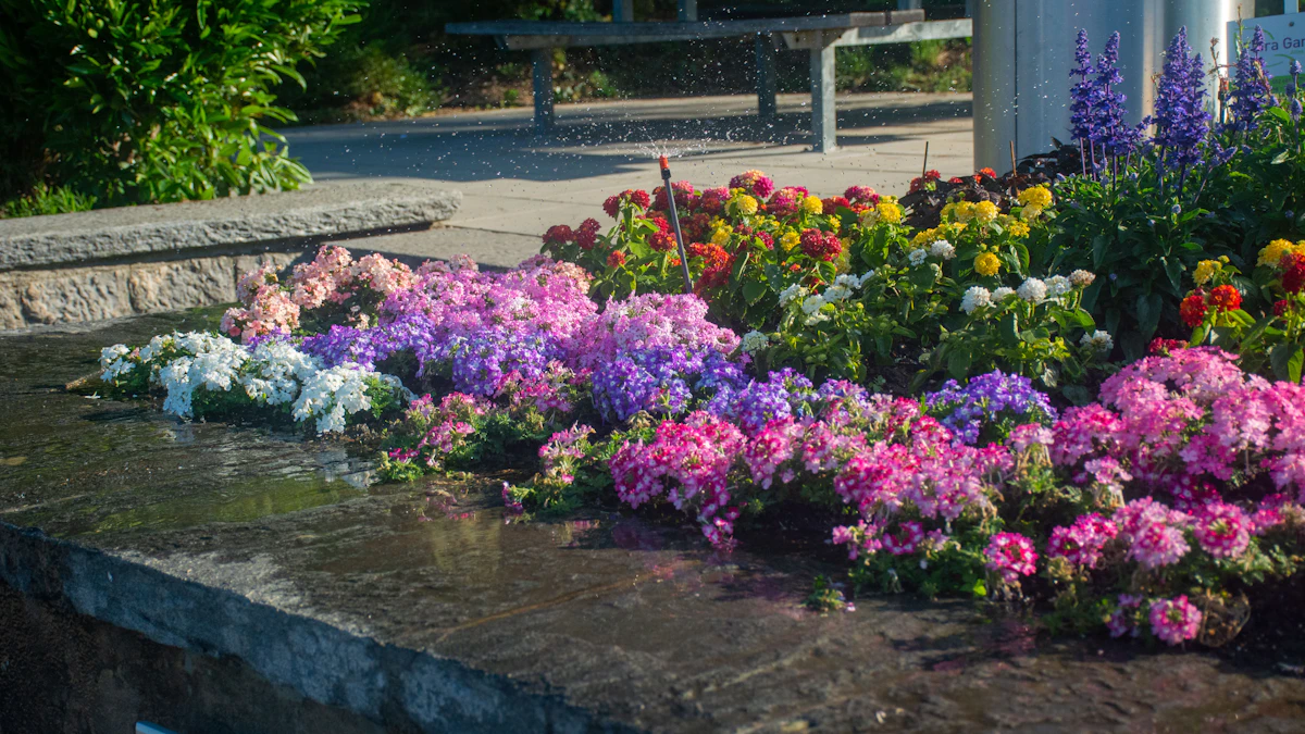 Colorful real garden bed with established planting