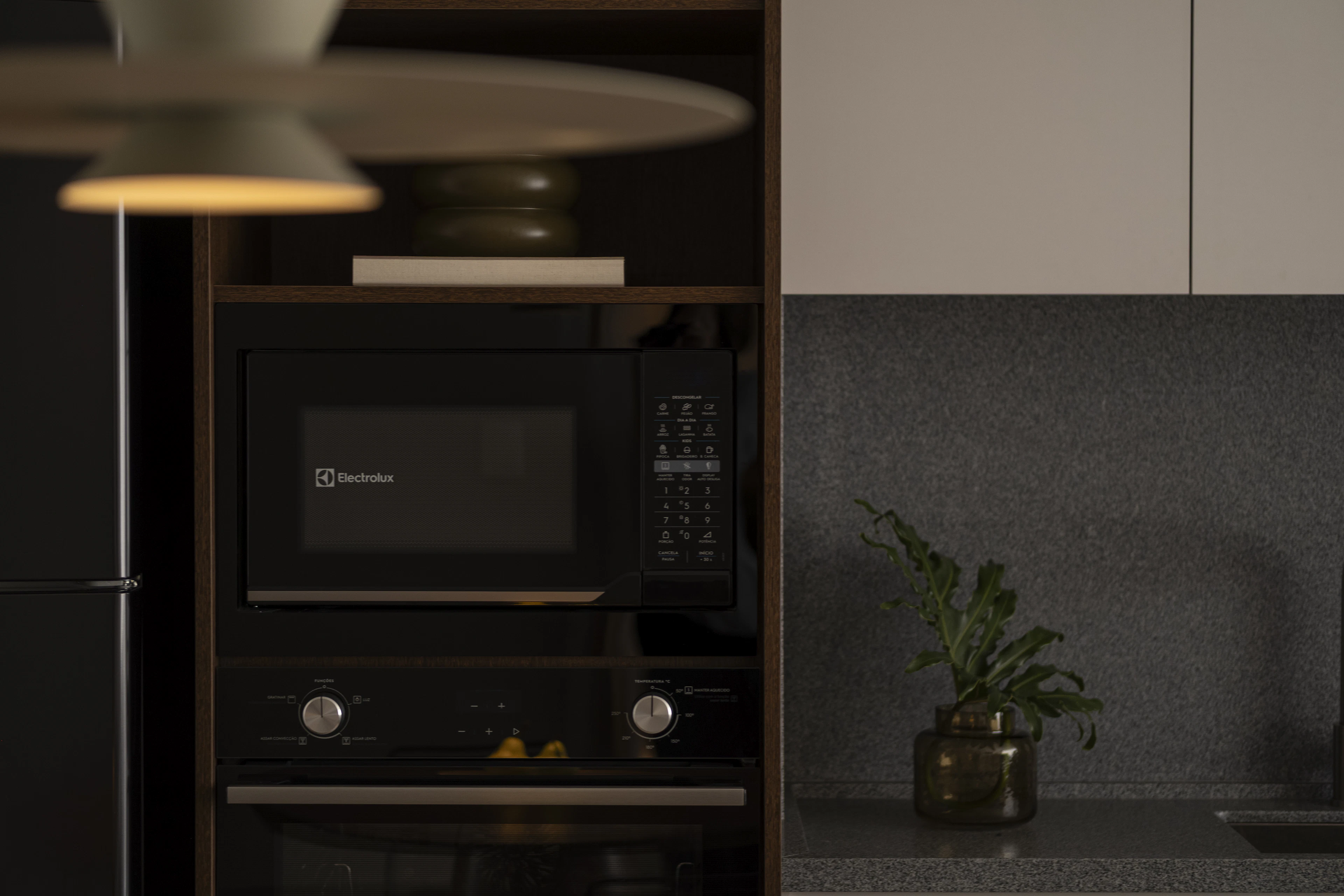 Built-in microwave in a kitchen