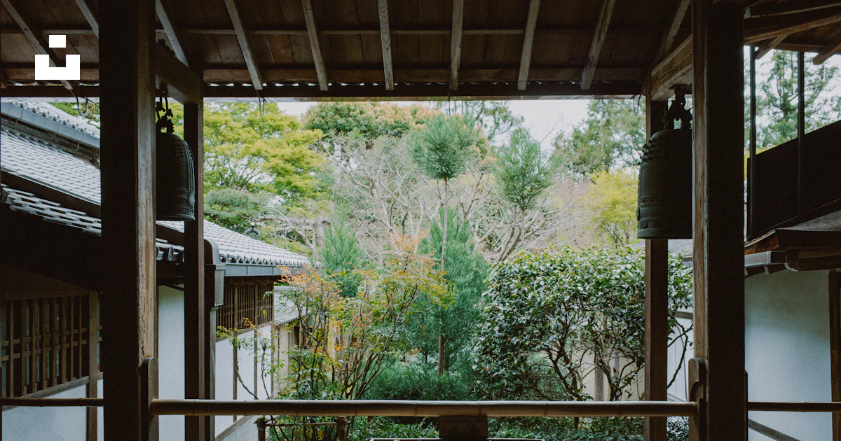 Japan Tree Building Traditional japanese building overlooking lush green trees photo – Free ...