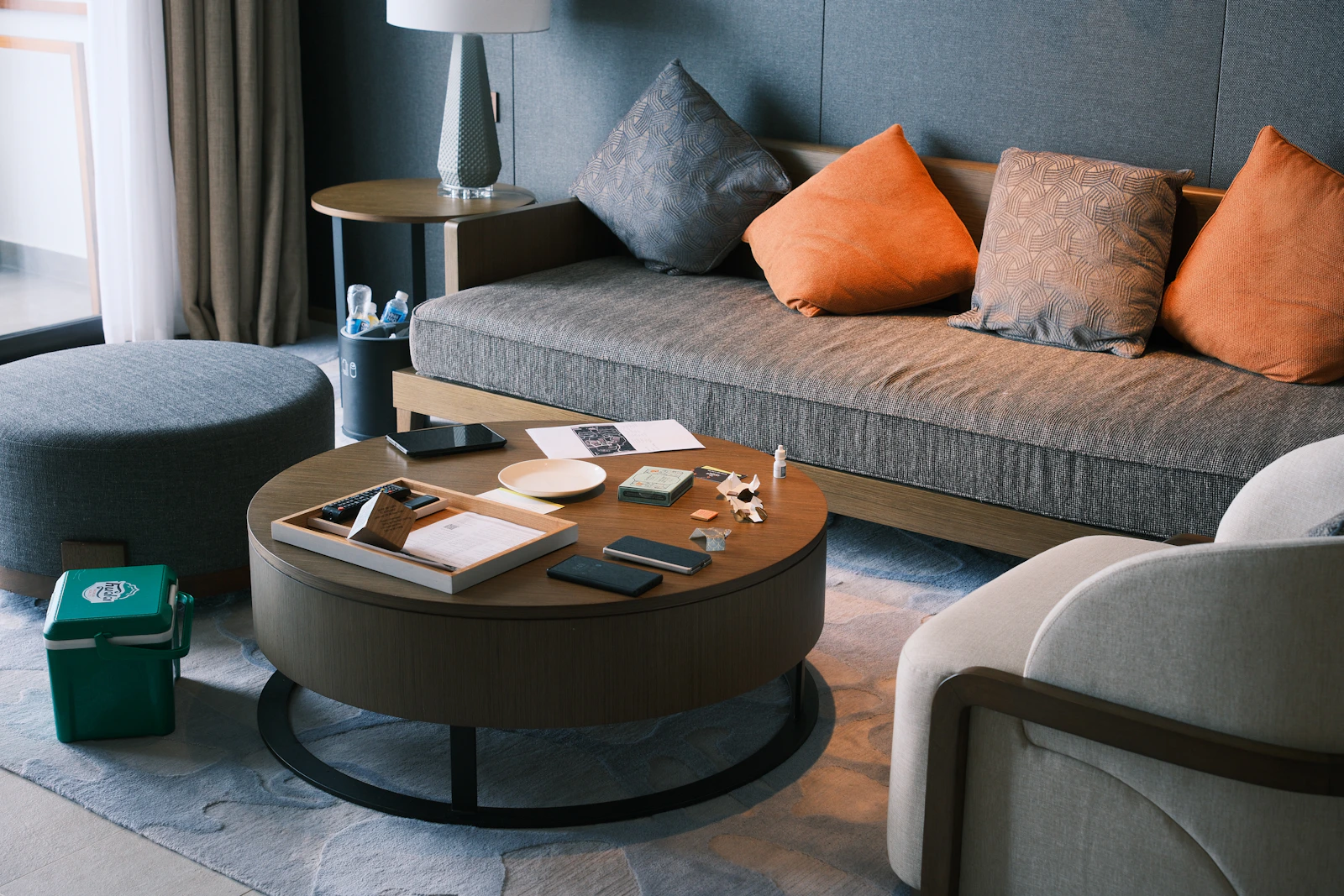 Contemporary living room with a sofa and coffee table