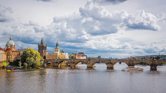 Charles bridge and prague castle across the vltava river