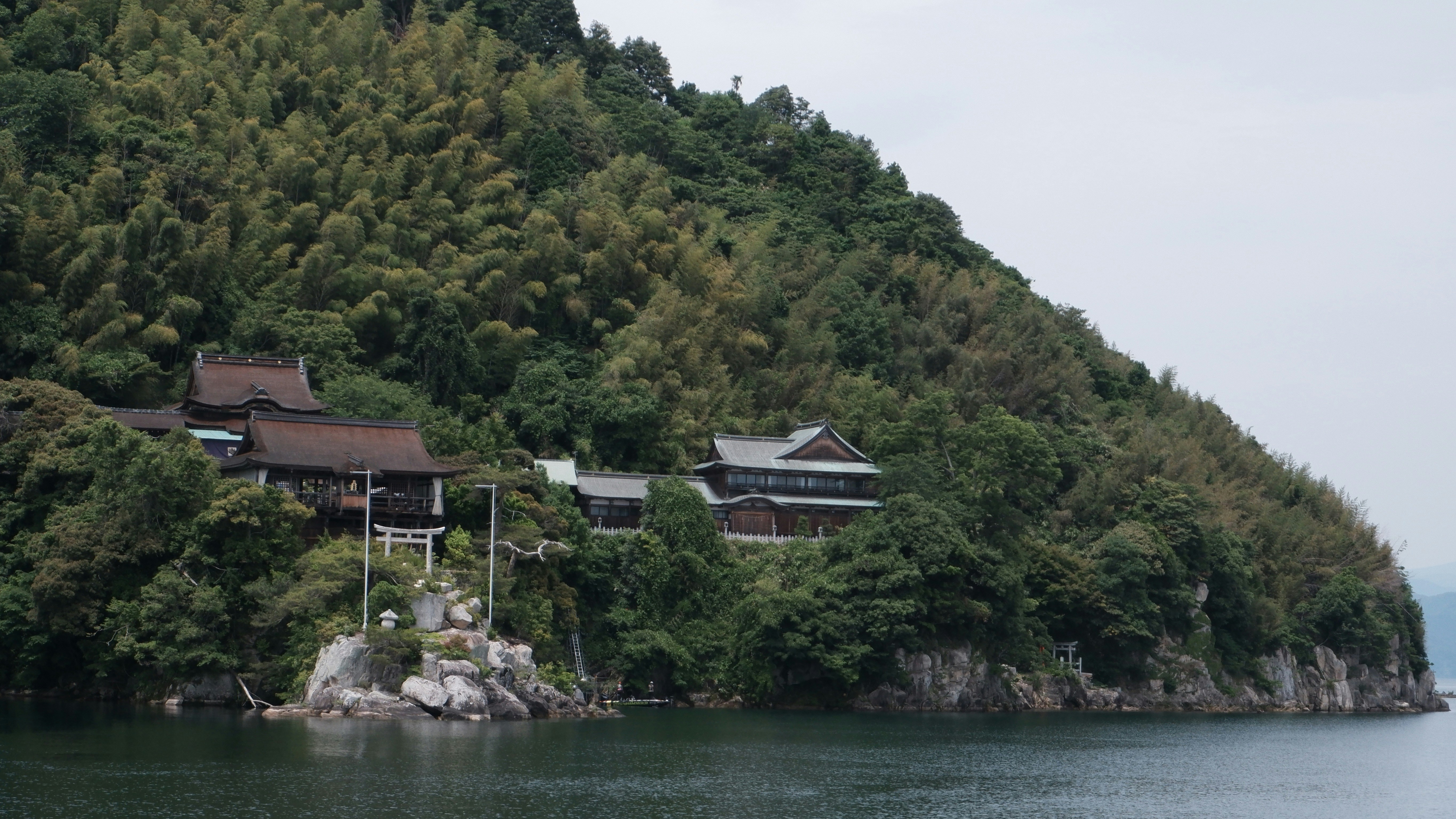 Japanese island ferry and seasonal scenery