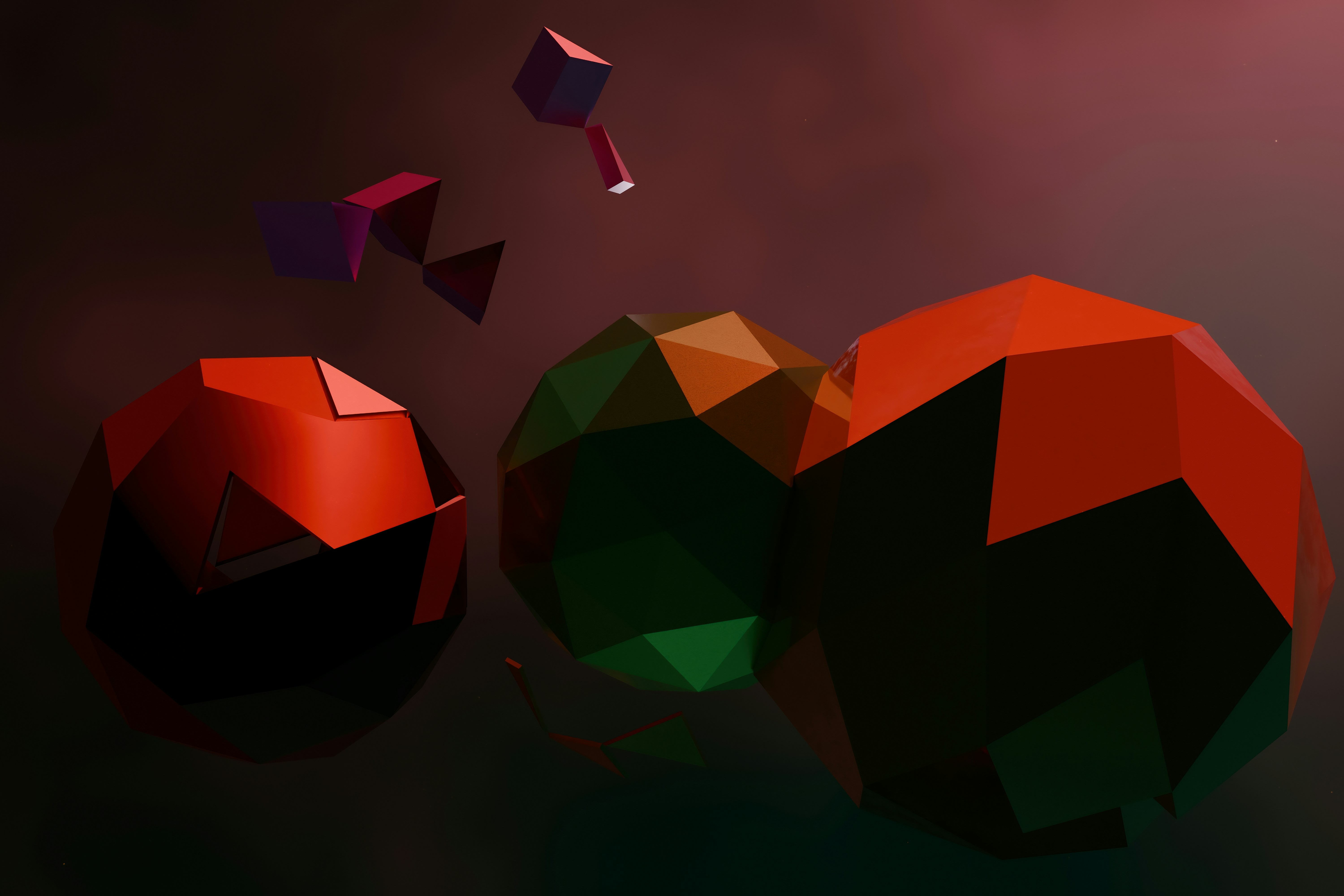 Abstract geometric shapes with red and green colors