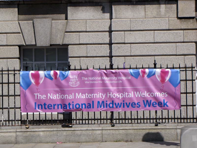 National maternity hospital welcomes international midwives week banner.