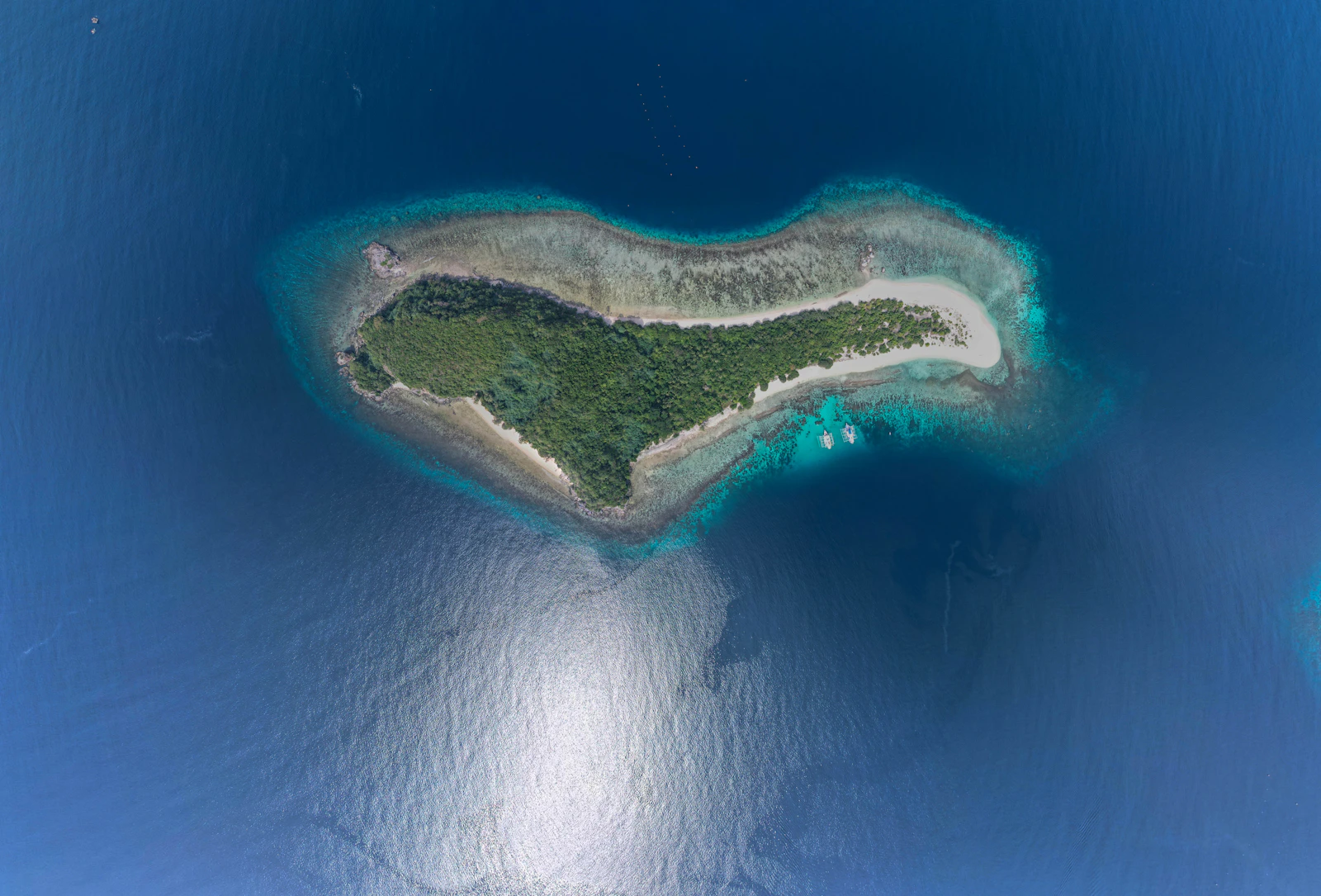 A heart-shaped island seen from above