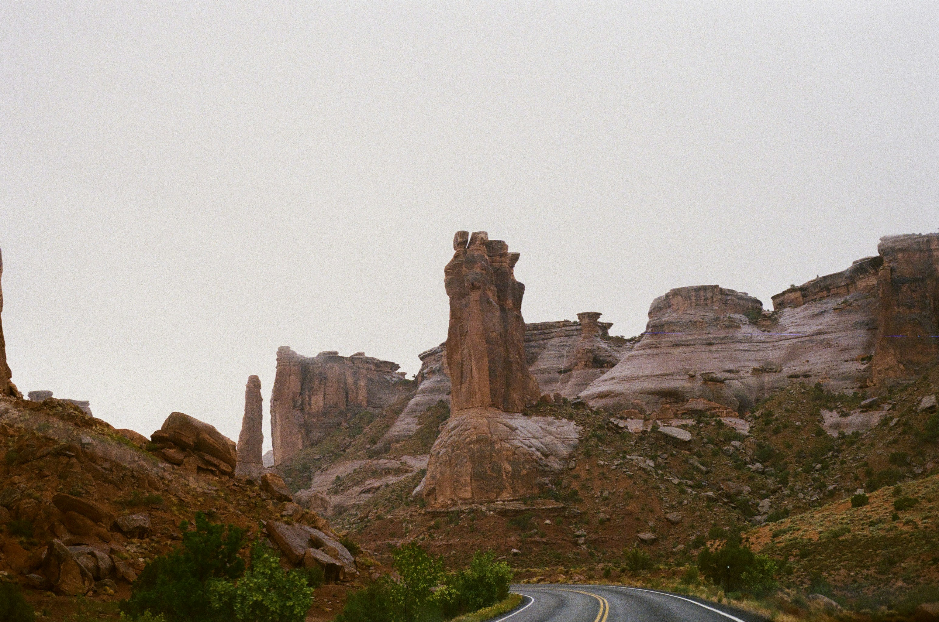 Rocky desert landscape with a winding road