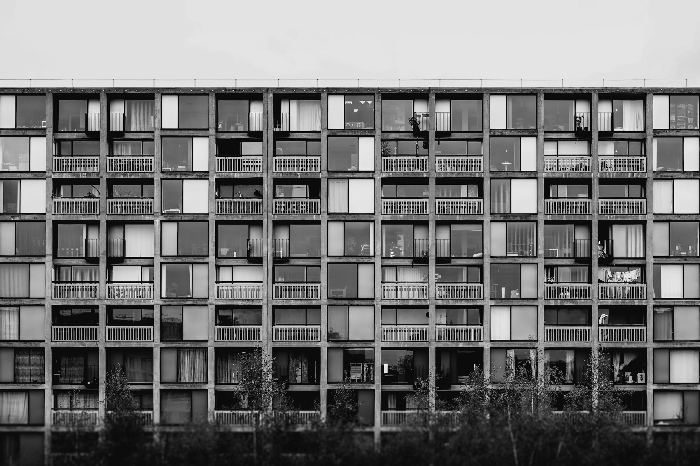 Brutalist grid facade texture