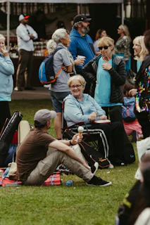 People gathered outdoors at a casual event