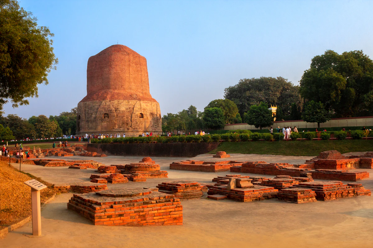 Dhamek Stupa at the Sarnath archaeological site near Varanasi
