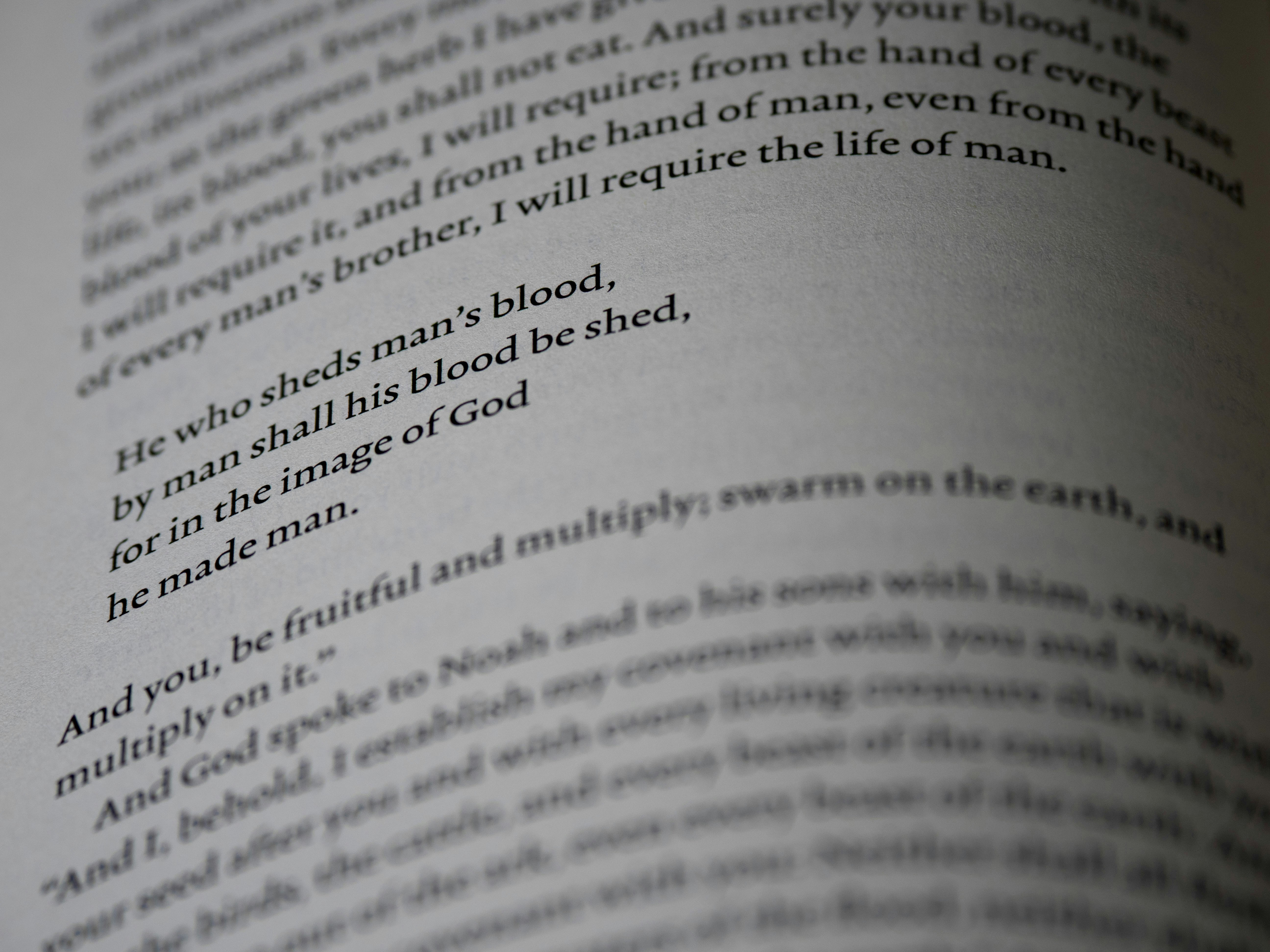 Close-up of text in an open book