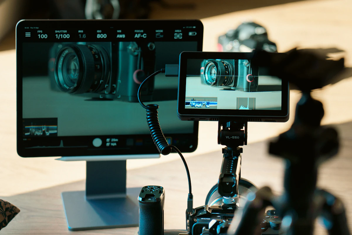 Multi-camera monitor wall used to review footage