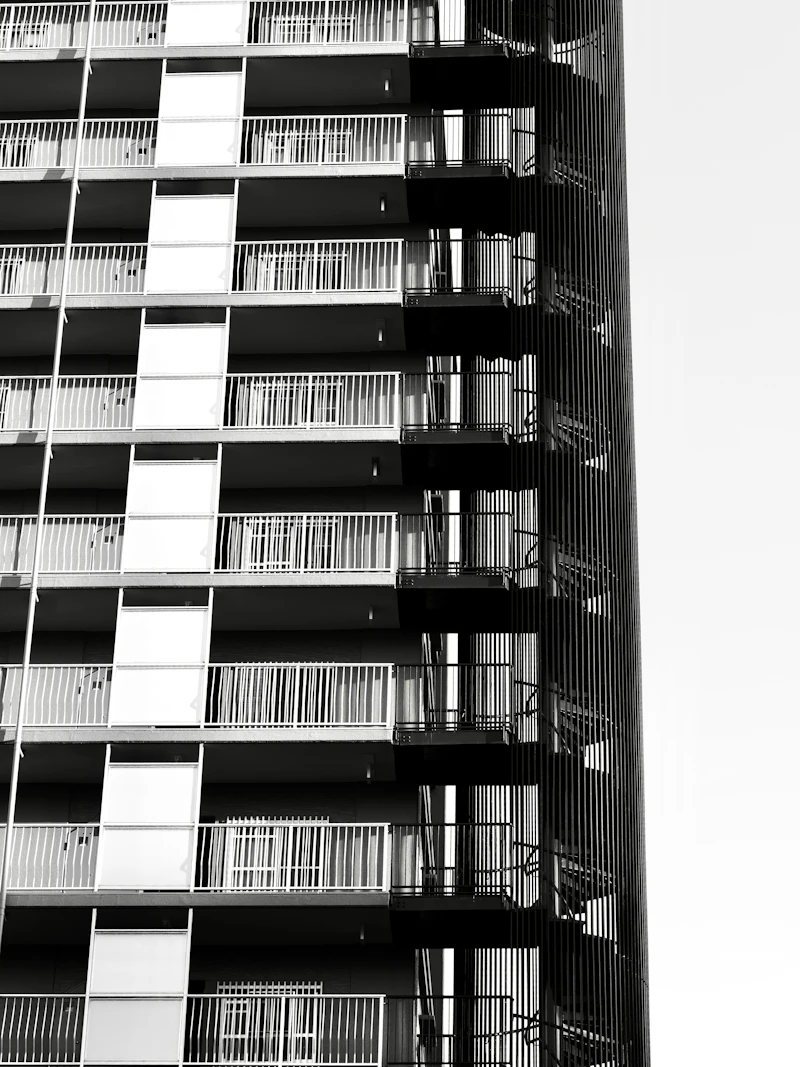 Modern residential apartment block facade