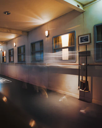 Hallway with windows and motion blur streaks