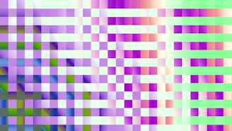 Woven pattern of purple, green, and white squares