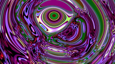 Abstract swirling purple, green, and white patterns