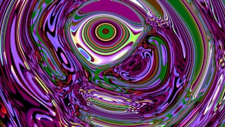 Abstract swirling purple, green, and white patterns