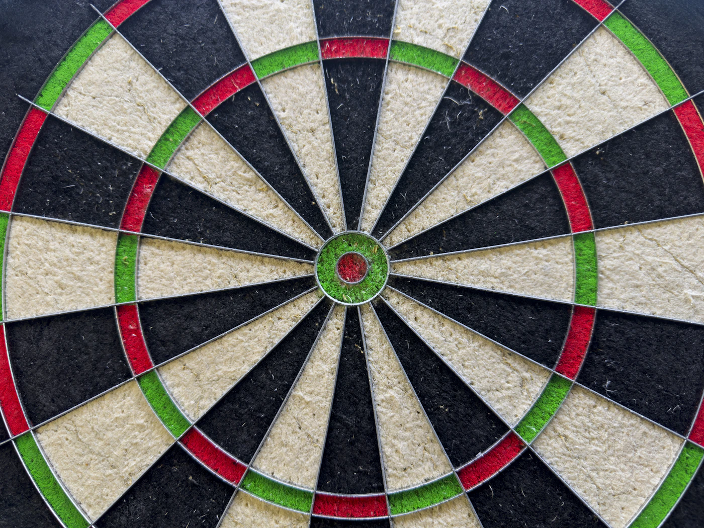 Close-up of a traditional sisal steel-tip dartboard
