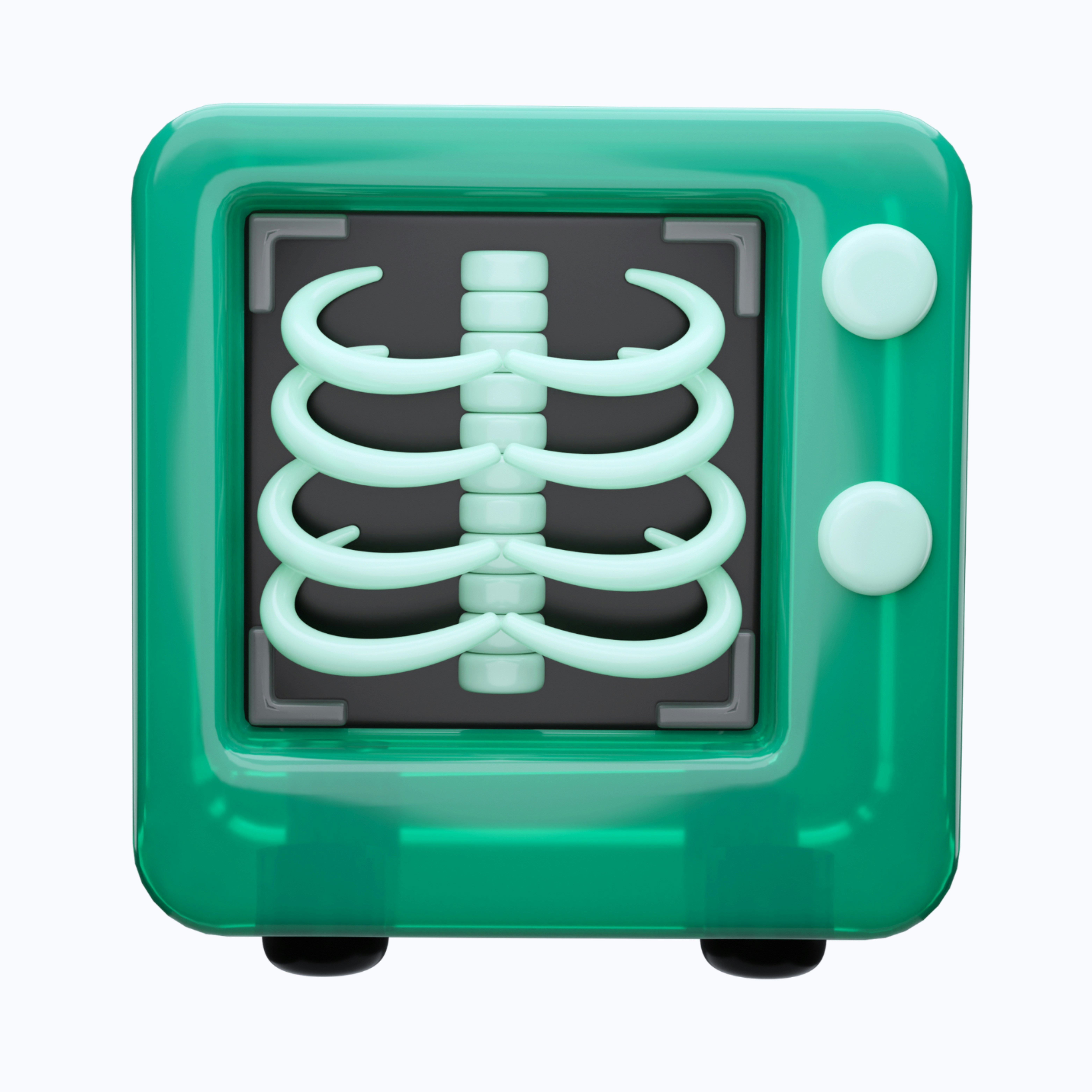 Appareil à rayons X stylisé affichant la cage thoracique