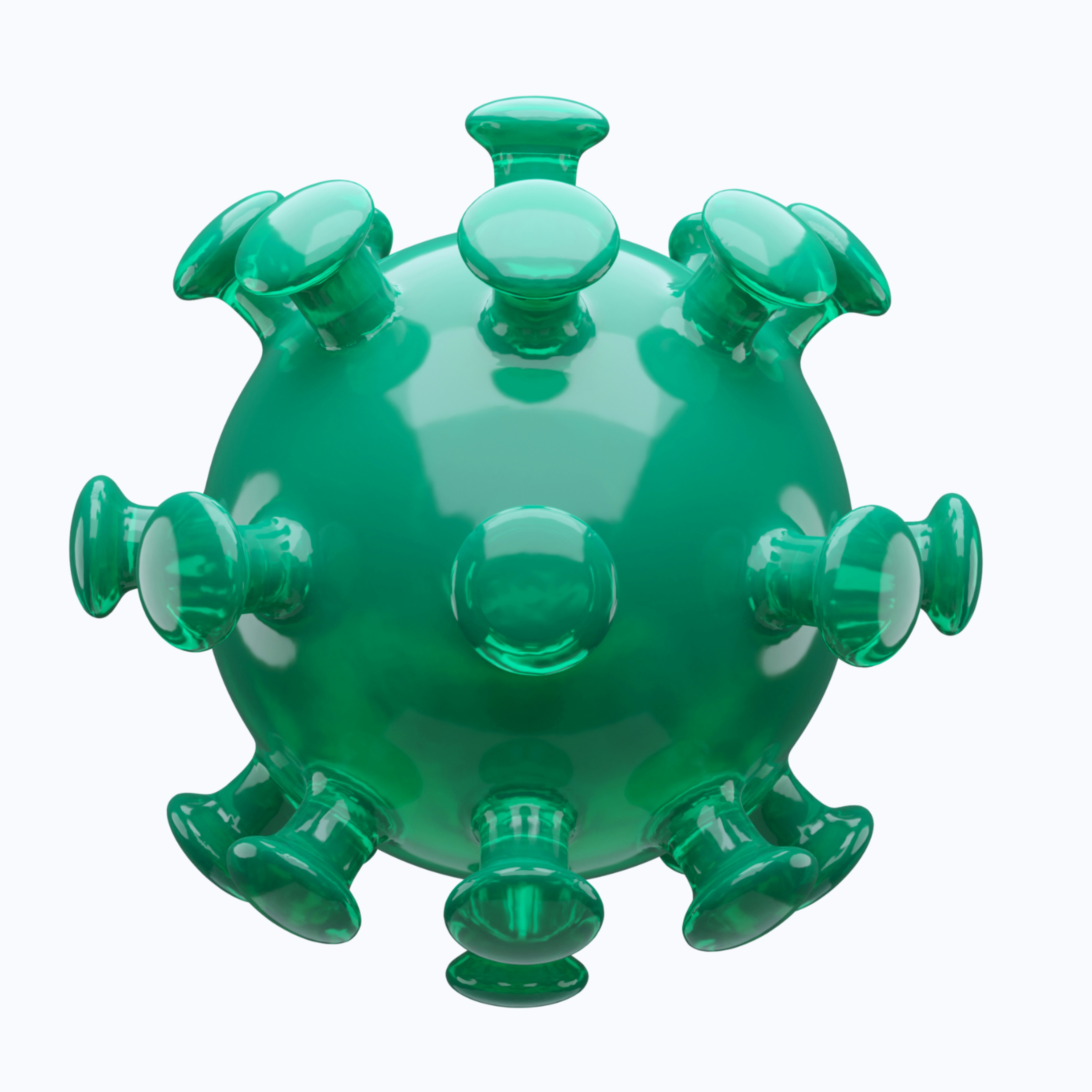 Un virus vert translucide particule sur blanc.