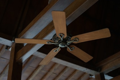 Wooden ceiling fan with five blades